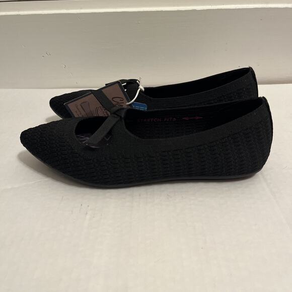 Skechers Cleo Point Washable Recycled Knit Flats Nostalgic Days Black Size 6 - Picture 4 of 12